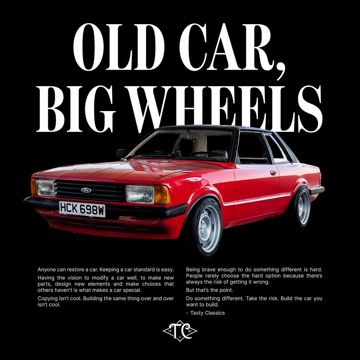 Ford Cortina 'Old Car, Big Wheels' T-shirt