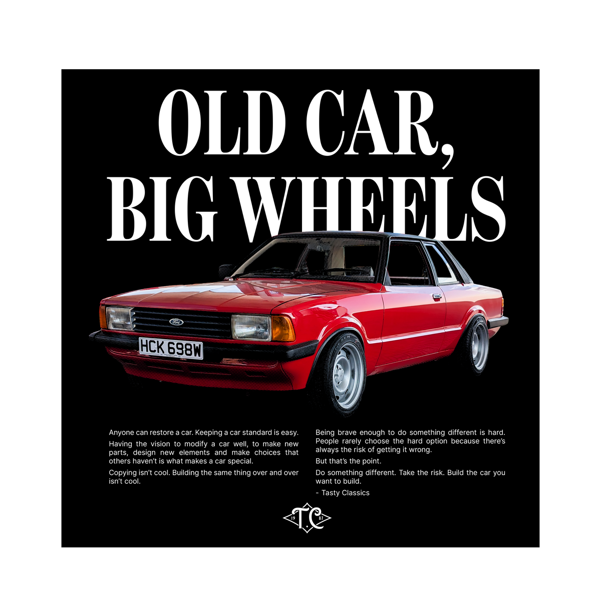 Ford Cortina 'Old Cars, Big Wheels' Sticker